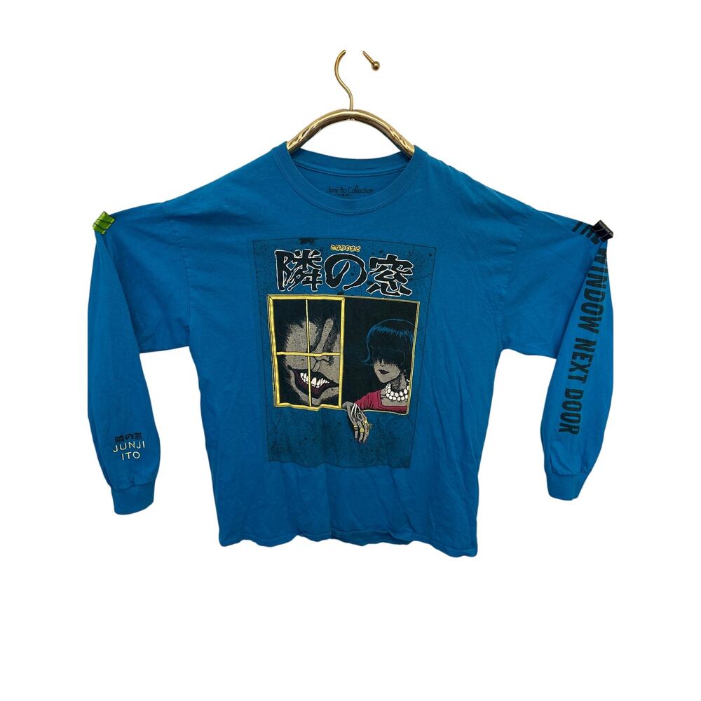 Junji Ito Collection Blue long sleeve the window next door manga anime scary xl